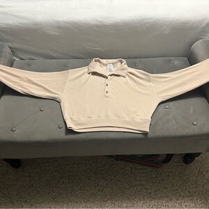 PINK Victoria's Secret Cream Waffle Knit Polo